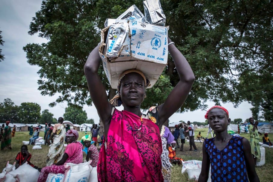 A barge and 11 boats deliver food in South Sudan