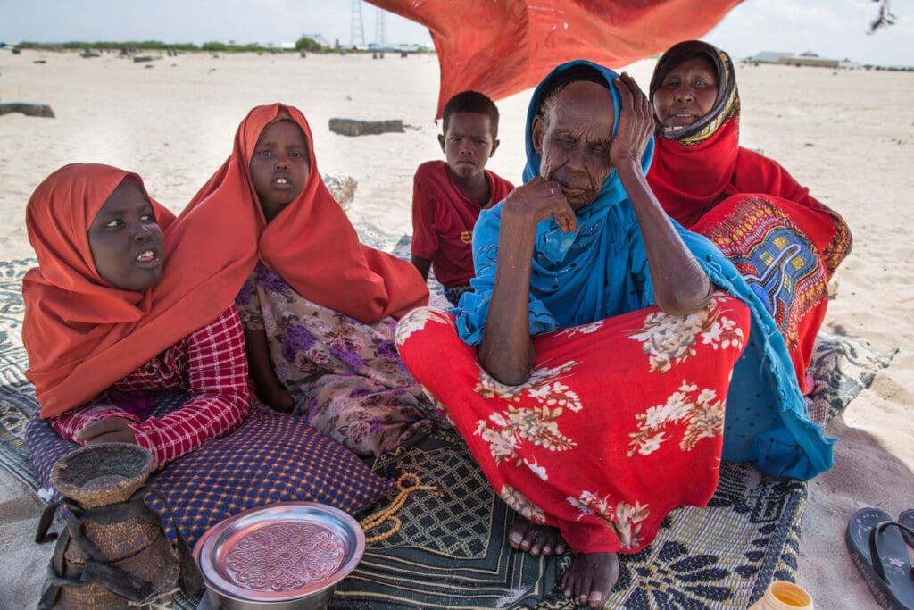 A family takes shelter from the sun in Somalia