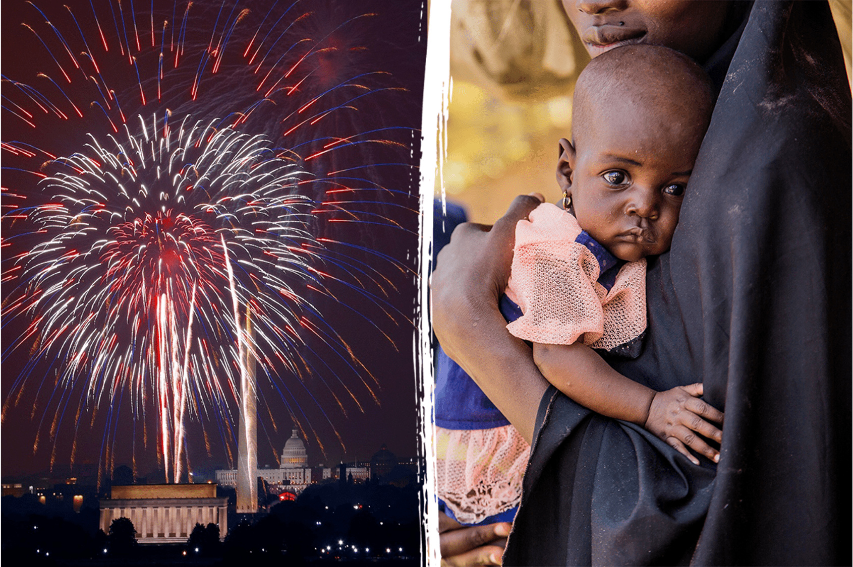 young girl and fireworks in Washington D.C.