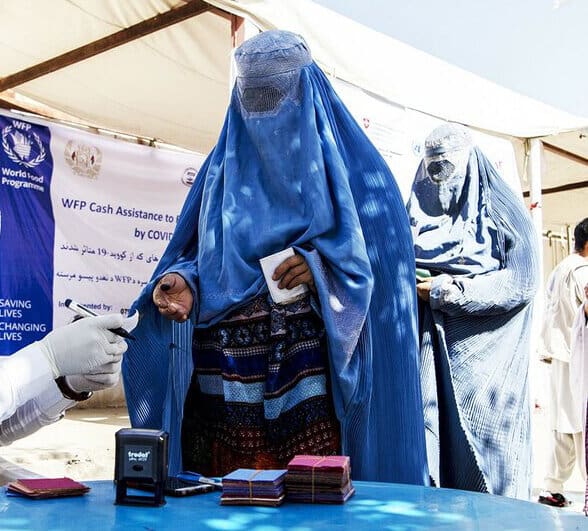 woman in blue burqa