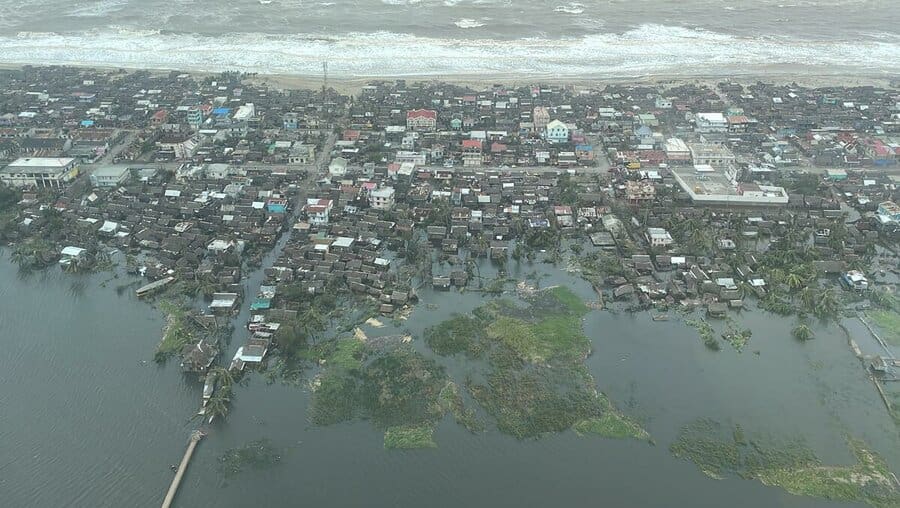 aerial view of damage from cyclone batsirai