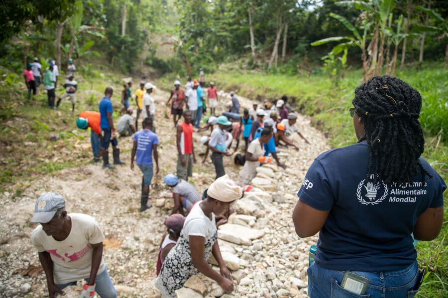 WFP staff oversee rehabilitation project in Haiti