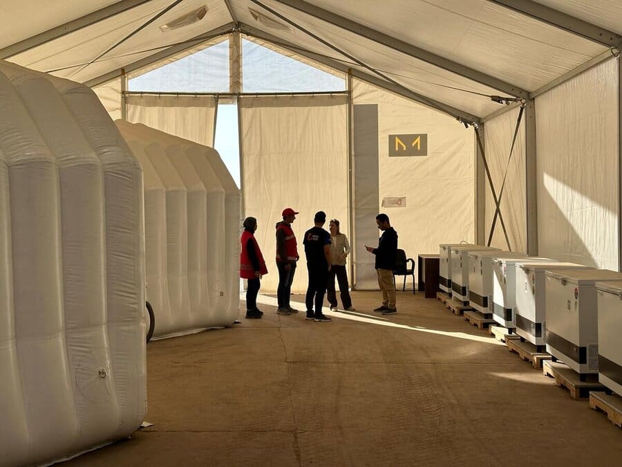 Inflatable containers for food and other goods in Gaza